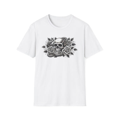 Gothic Skull Rose & Snake Unisex Softstyle T-Shirt