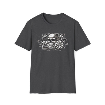 Gothic Skull Rose & Snake Unisex Softstyle T-Shirt