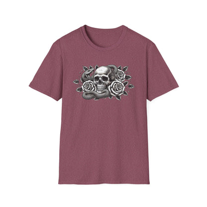 Gothic Skull Rose & Snake Unisex Softstyle T-Shirt