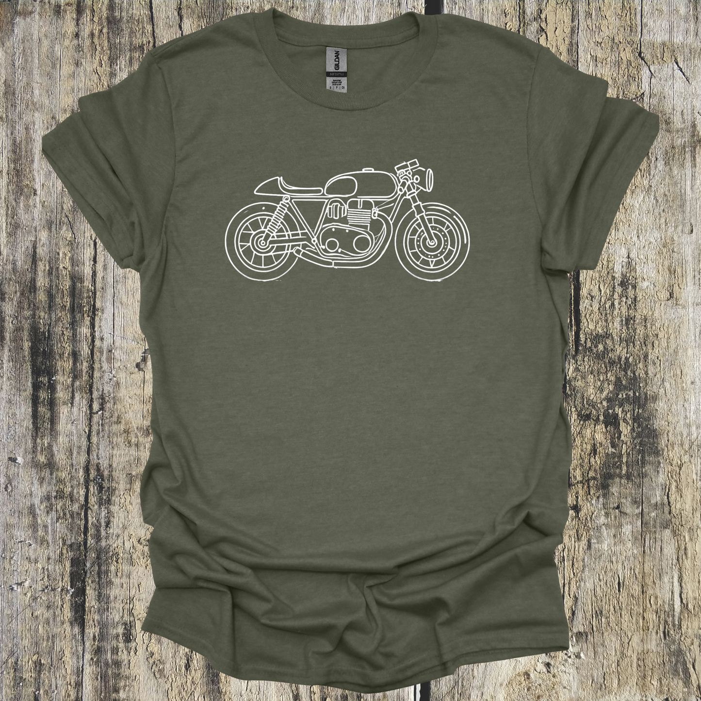 Line Drawn Cafe Motorcycle