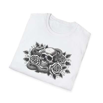 Gothic Skull Rose & Snake Unisex Softstyle T-Shirt