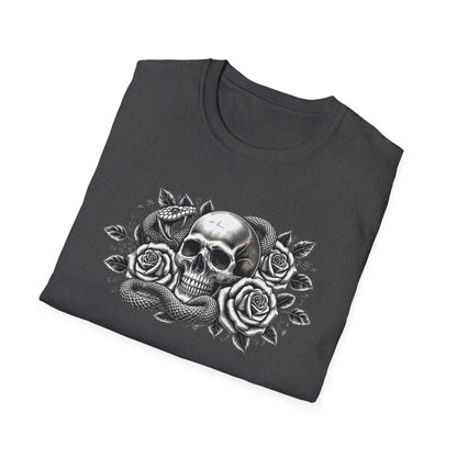 Gothic Skull Rose & Snake Unisex Softstyle T-Shirt